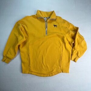 VTG‎ PINK Victoria's Secret Yellow Quarter Zip Pullover Sweatshirt Eighty Six XS